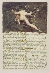 &39;Idades em eras rolaram sobre ele ...&39;, prato 9 de &39;O Primeiro Livro de Urizen&39;, 1794 (gravura em relevo impressa a cores com wc)